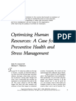 Optimizing Human Resources: A Case For Preventive Health and Stress Management