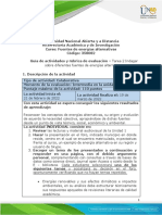 Guía de actividades y Rúbrica de evaluación - Unidad 1 - Tarea 2 - Indagar sobre diferentes fuentes de energías alternativas