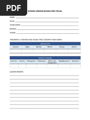 Lampiran 1 Borang Cerakin Bahasa Seni Visual Pdf
