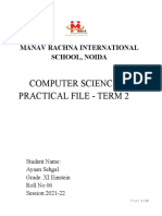 Computer Science Practical File - Term 2: Manav Rachna International School, Noida