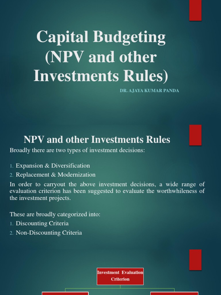 Capital Budgeting: NPV and IRR Methods | PDF | Net Present Value ...