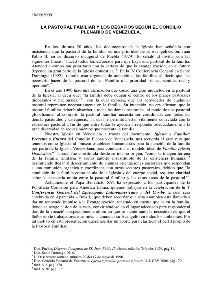 Desafíos de la Pastoral Familiar en Venezuela | PDF | Iglesia Católica ...