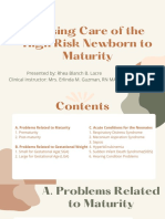 Nursing Care of The High Risk Newborn To Maturity