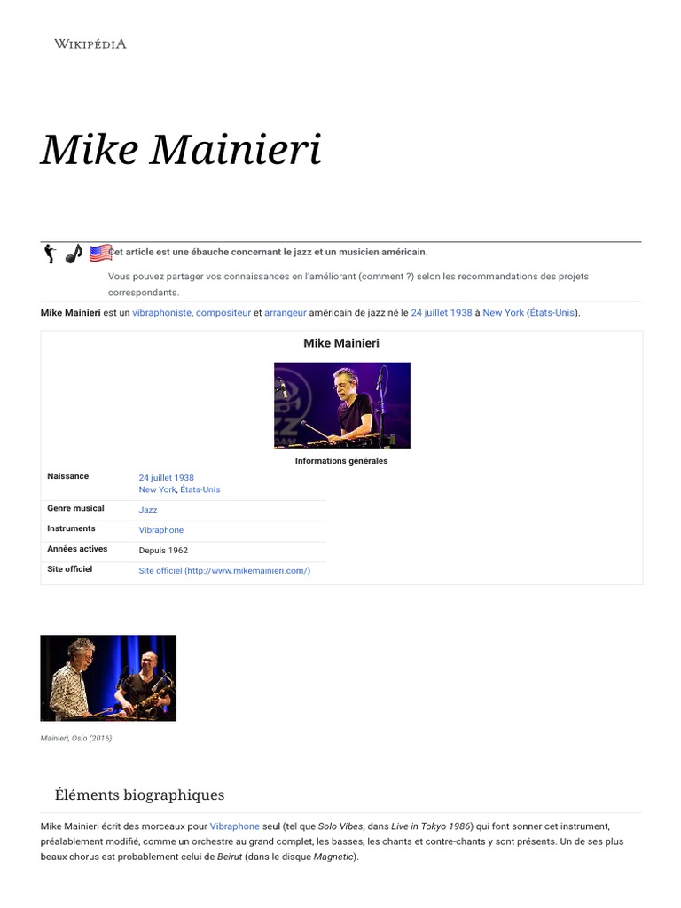 Mike Mainieri : Vibraphoniste de jazz | PDF | Musiciens
