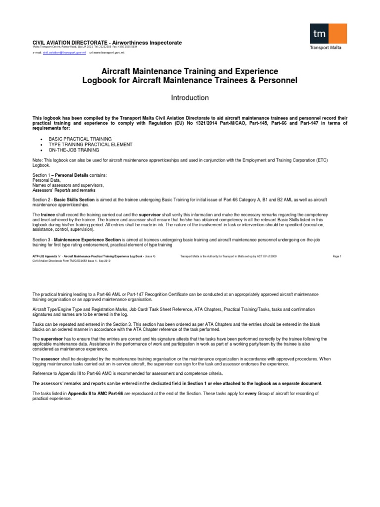 Aircraft Maintenance Training Logbook | PDF | Aircraft | Aviation