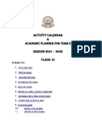 Activity Calendar & Academic Planner For Term Ii Session 2021 - 2022 Class: Xi