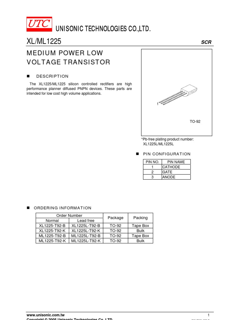 Datasheet Xl1225 Semiconductor Devices Electricity