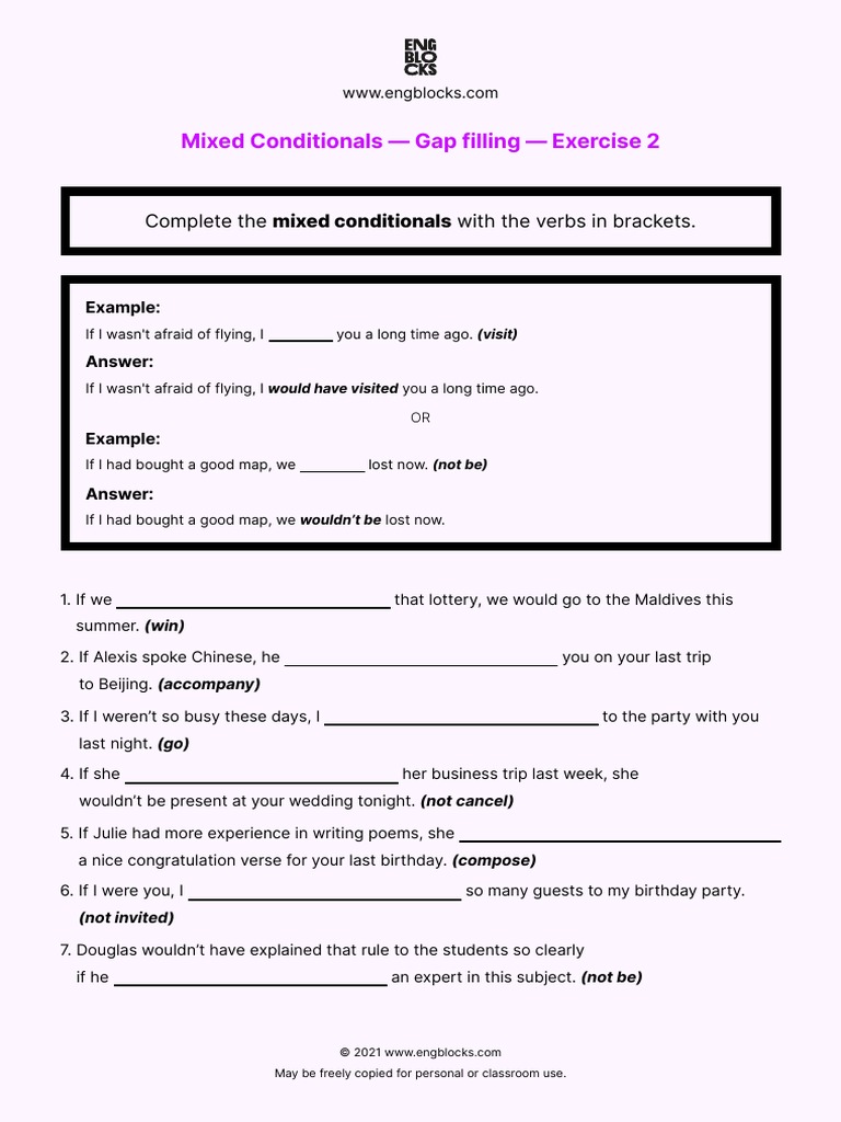 Mixed Conditionals Gap Filling Exercise 2 | PDF | Linguistics | Cognition