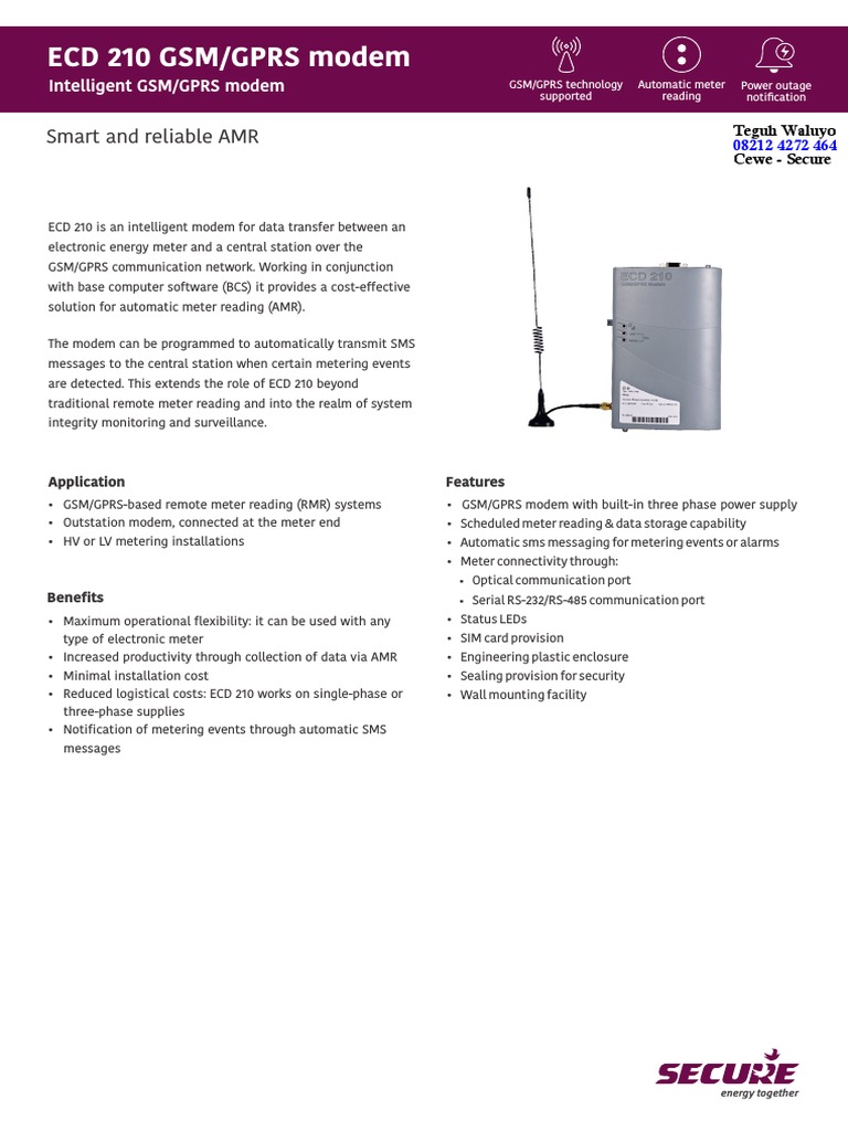 ECD 210 GSM/GPRS Modem Smart and Reliable AMR PDF Modem General