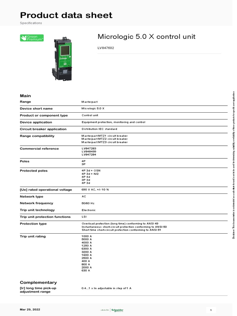 Micrologic 5.0 X Control Unit Overview | PDF | International ...