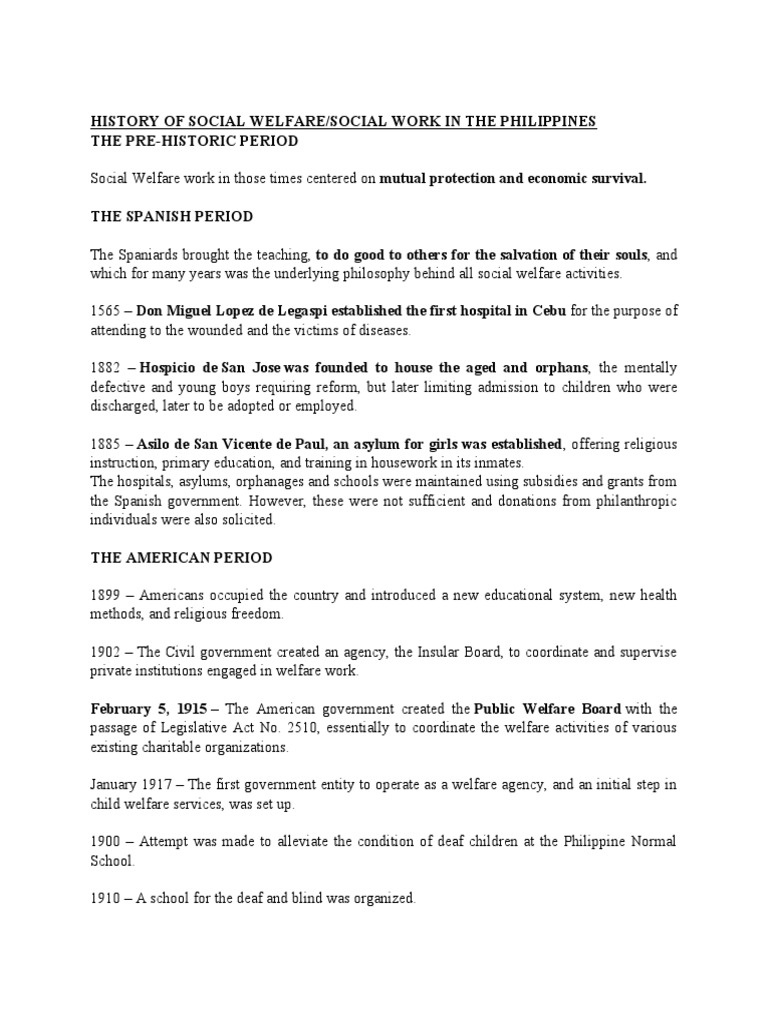 Evolution of Social Welfare in the Philippines | PDF | Social Work ...