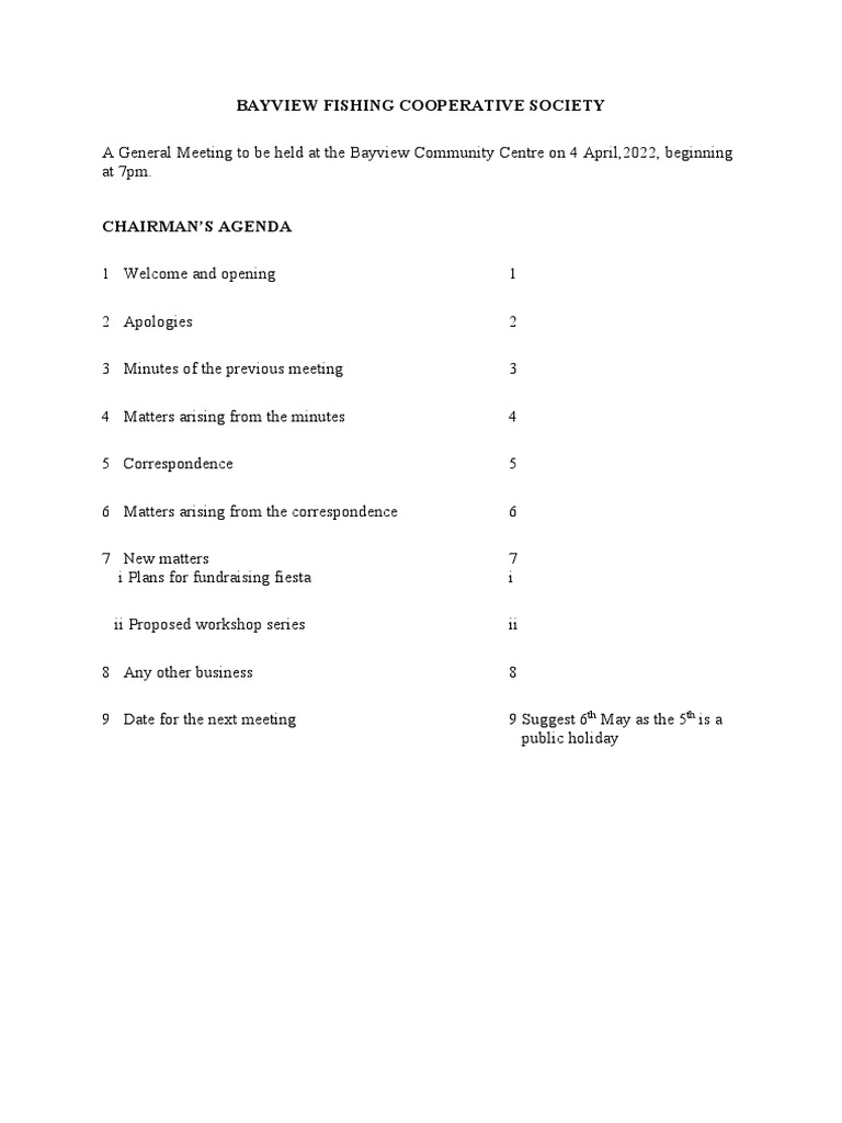 Chairman's Agenda PDF