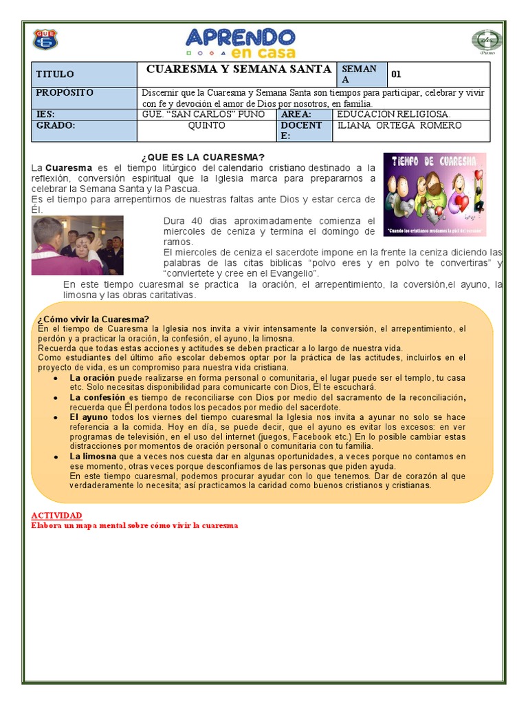 Cuaresma y Semana Santa 5to | PDF | Prestado | Pascua de Resurrección