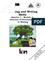 Reading and Writing Skills: Quarter 1 - Module 1: Patterns of Development in Writing