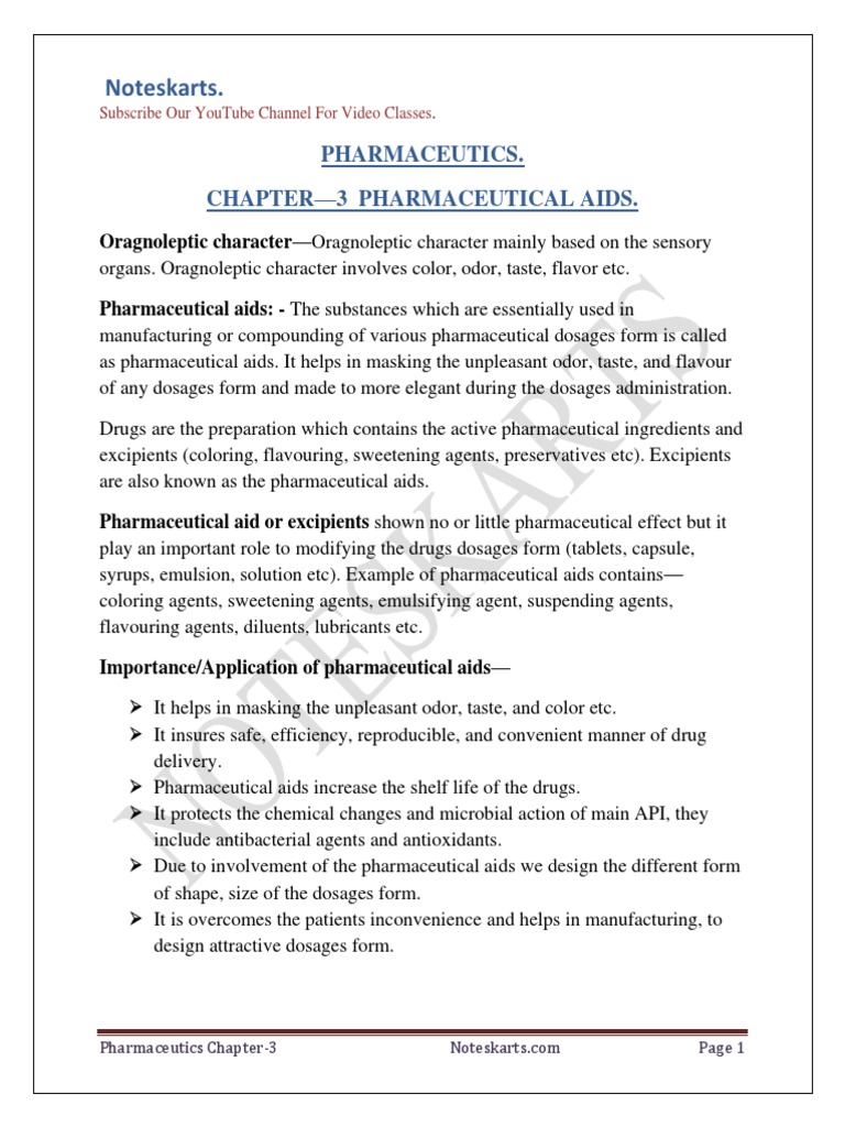 Overview of Pharmaceutical Aids | PDF | Sugar Substitute | Chemical ...
