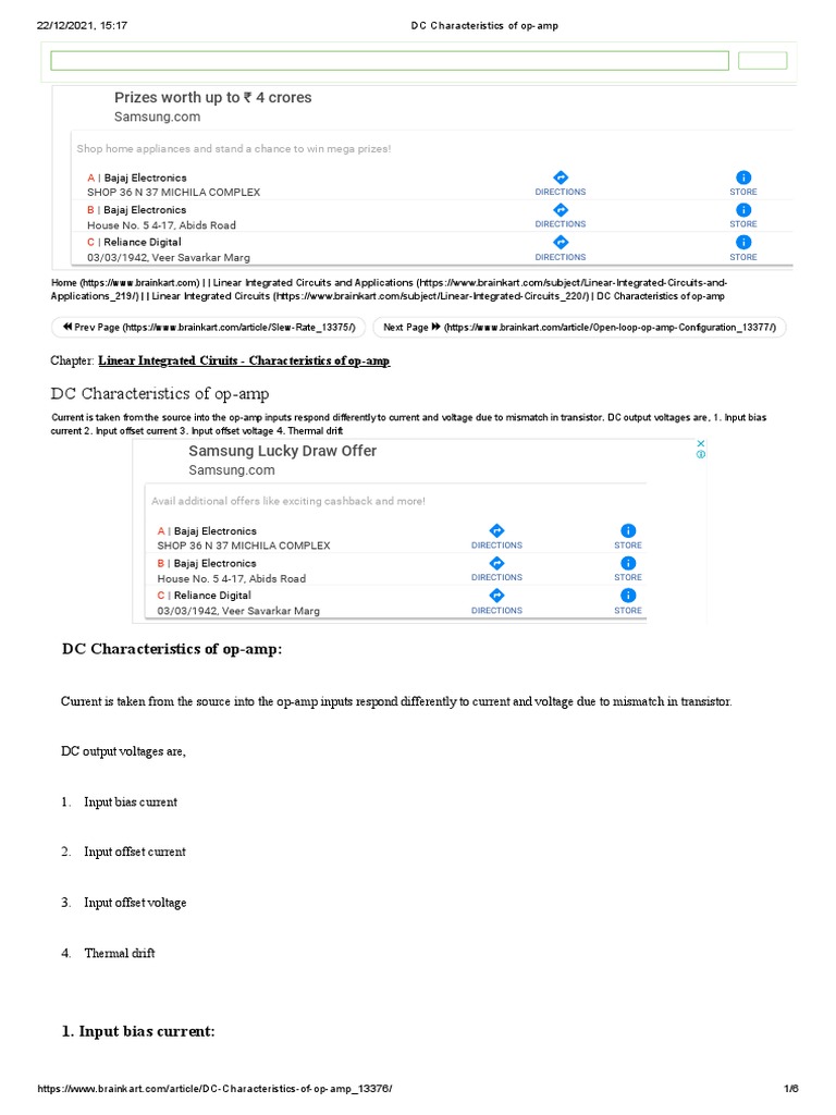 DC Characteristics of OpAmp PDF Operational Amplifier Amplifier