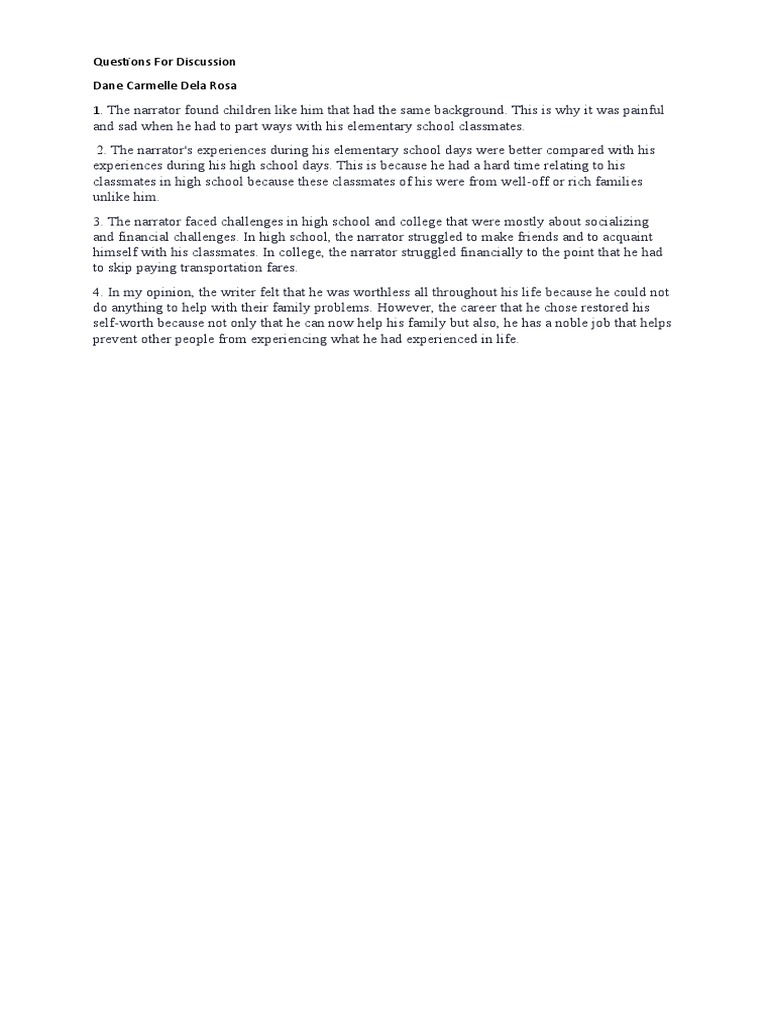 CNF-LESSON 1 (4th Quarter) Questions For Discussion | PDF
