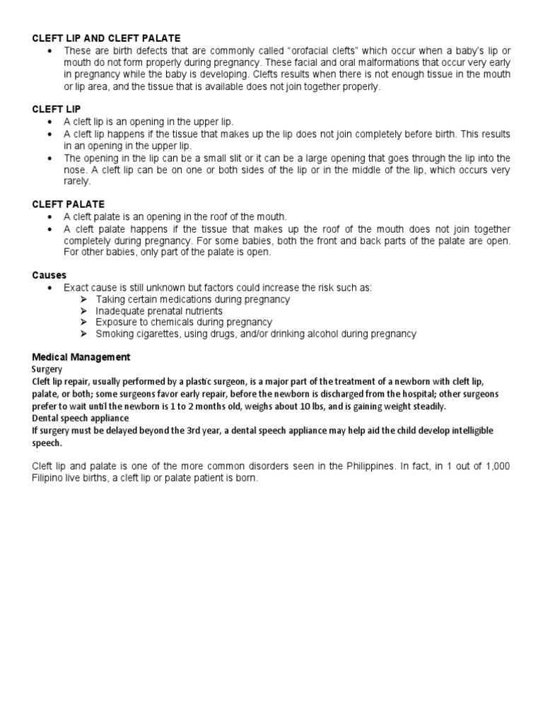 Cleft Lip and Cleft Palate | PDF | Language Arts & Discipline | Science ...