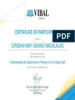 Certificate of Participation: Crissha May Gavino Macalalad