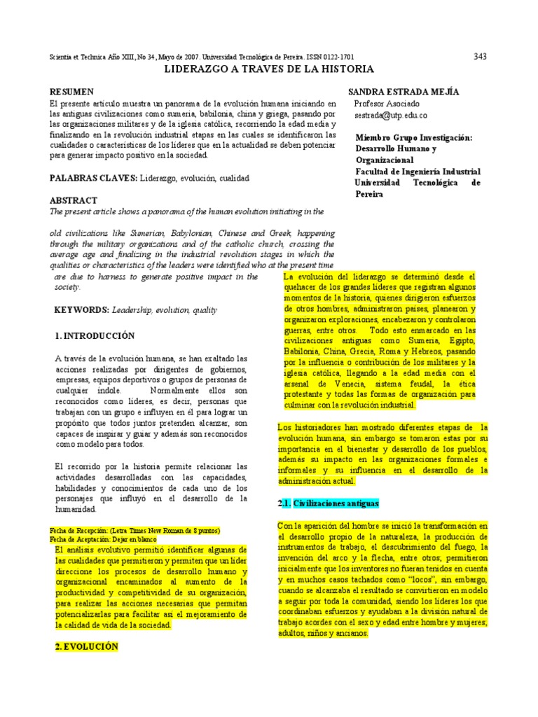 Evolución del Liderazgo a lo Largo de la Historia | PDF | Liderazgo ...