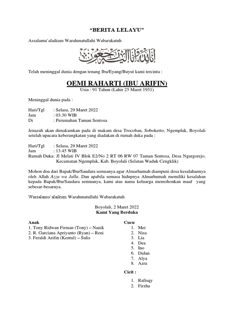 Contoh Berita Lelayu PDF