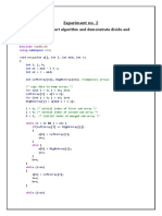 Experiment No. 2: Implement Merge Sort Algorithm and Demonstrate Divide and Conquer Technique. Code