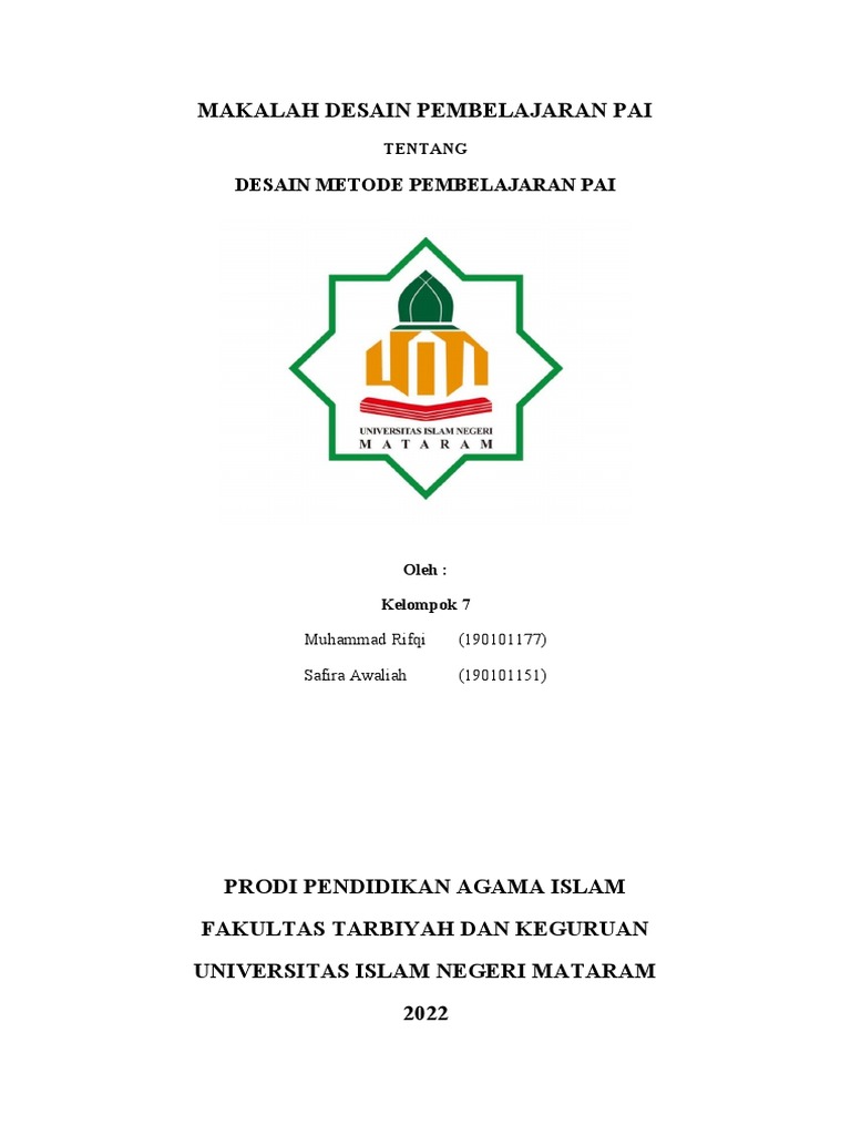 Makalah Desain Pembelajaran Pai Pdf