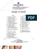 Grade 10-Gold: Republic of The Philippines Department of Education Casay National High School