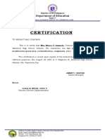 Certification of No Pending Staffing Modification (Long Size)