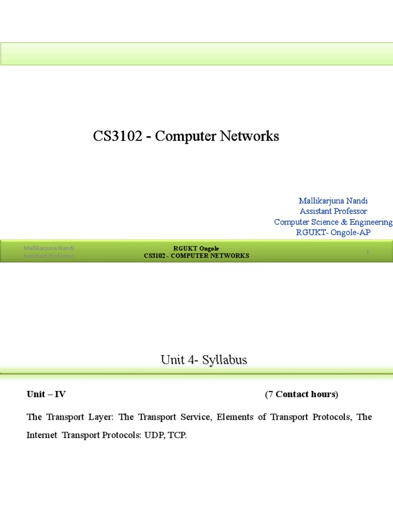 Computer Networks Unit4 PDF Transmission Control Protocol Port