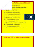 Hard Tymes Band 2011 Entertainment Schedule!!!