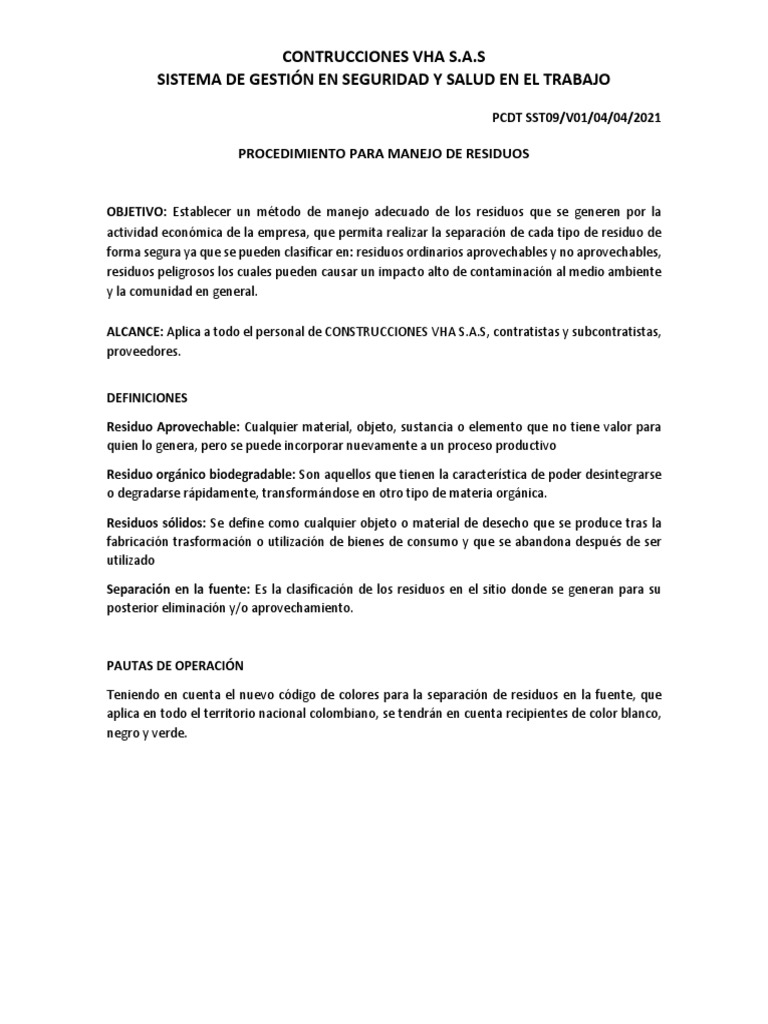 9.manejo de Residuos | PDF | Residuos | Cuestiones ambientales
