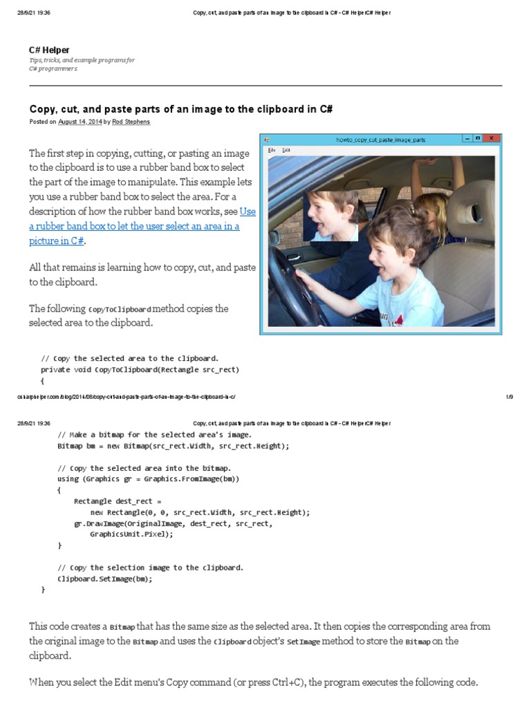 Copy, Cut, and Paste Parts of An Image To The Clipboard in C# - C# ...