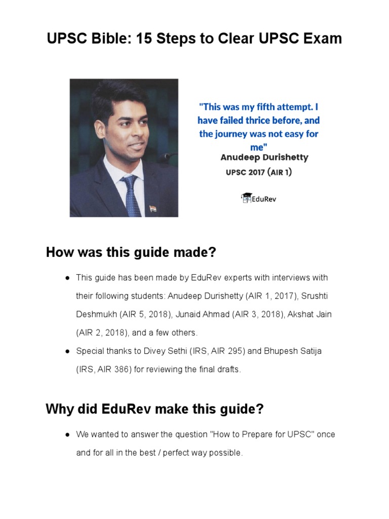 15 Steps to Clear UPSC Exam Guide | PDF | Test (Assessment) | Newspapers