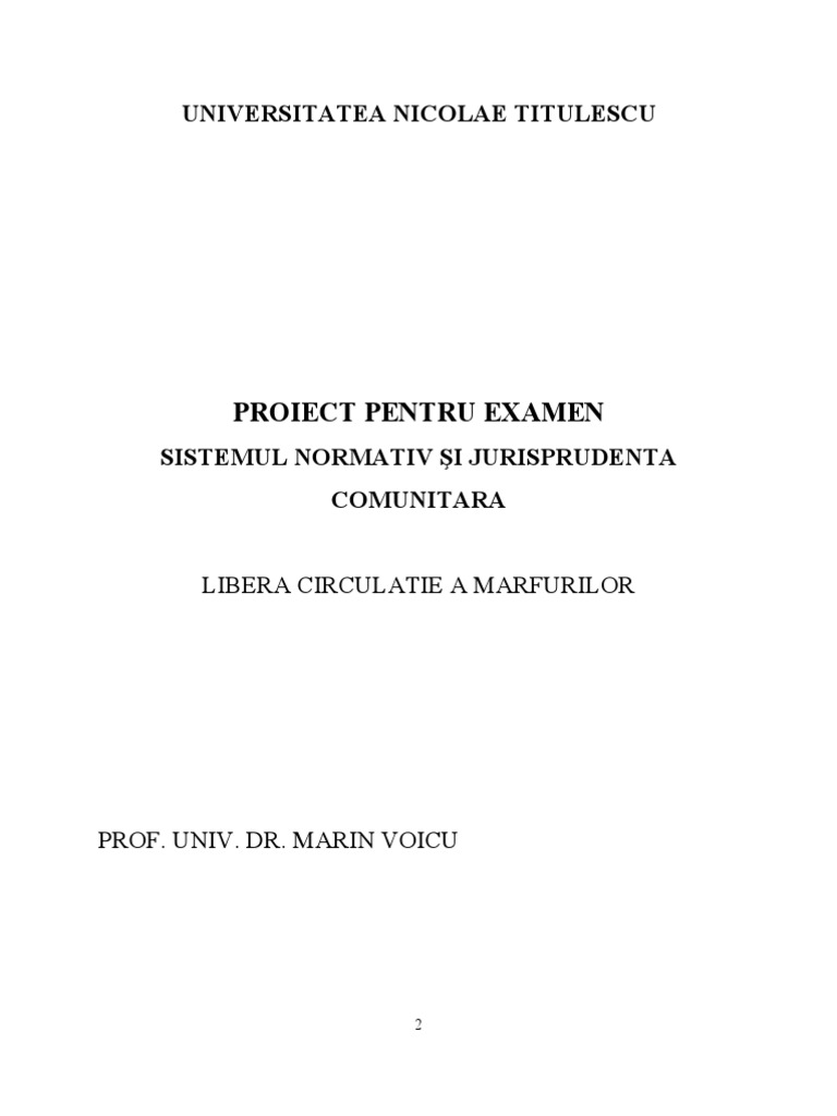 Libera Circulatie A Marfurilor
