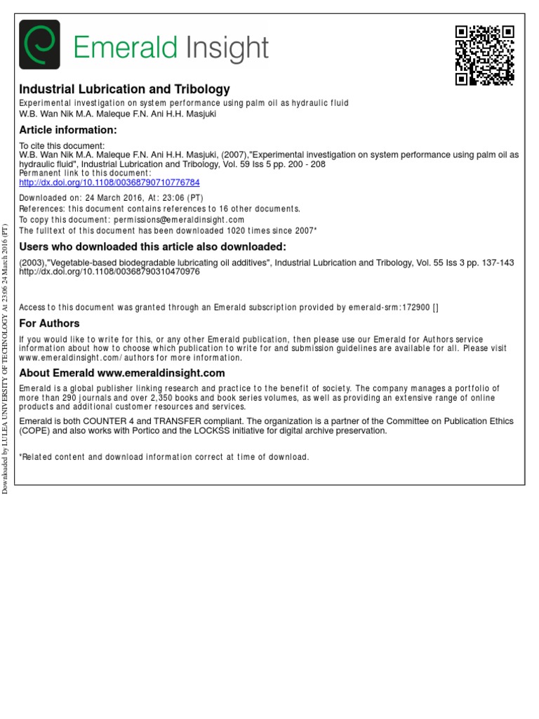 Industrial Lubrication and Tribology PDF Pump Fluid Dynamics