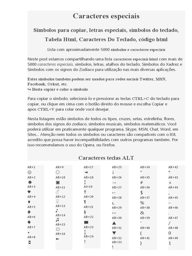 Caracteres Especiais | PDF | Triângulo