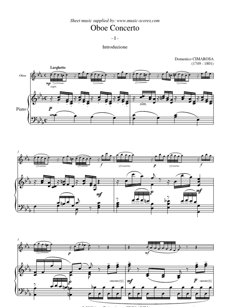 Cimarosa Oboe Concerto 1st Mvt Larghetto (1).Unlocked Classical Music Musical Compositions