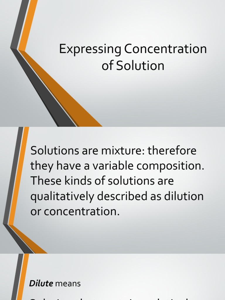 Expressing Concentration of Solution | PDF | Science & Mathematics