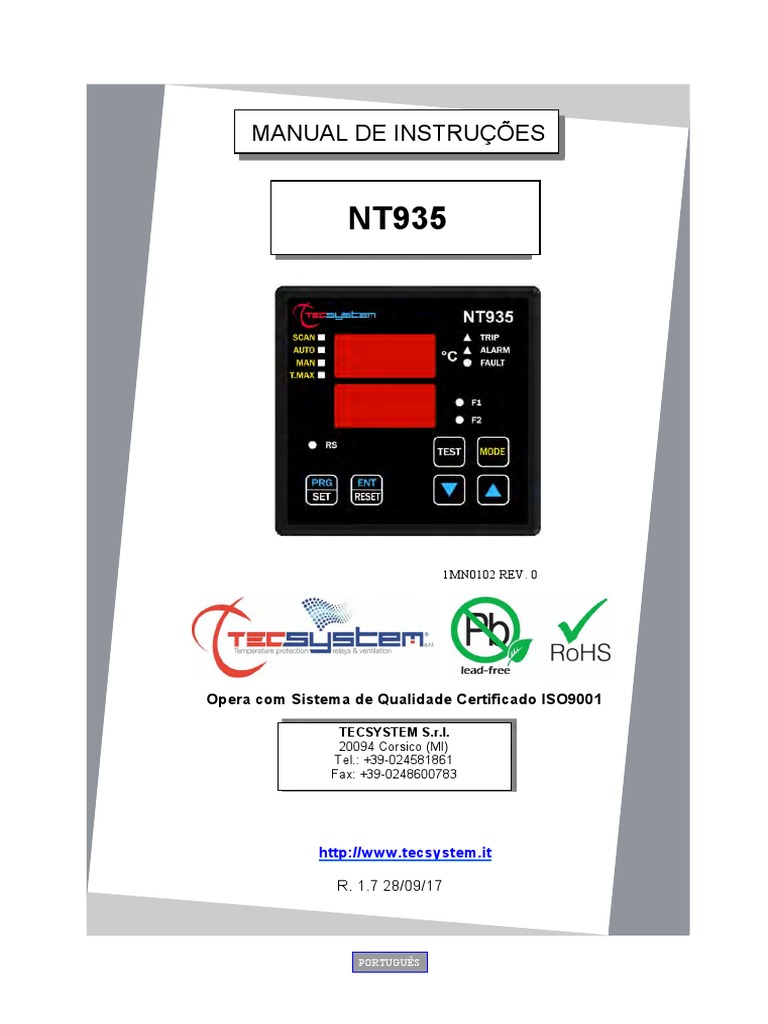 Manual do Controlador NT935 AD | PDF | Relé | Rede elétrica