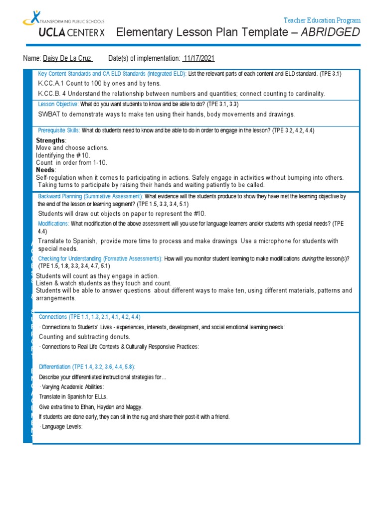 Kinder Math Lesson Plan | PDF | Learning | Pedagogy