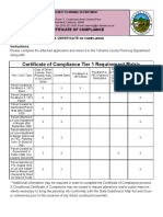 Certificate of Compliance Tier 1 Requirement Matrix