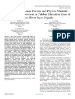 School Environment Factors and Physics Students' Academic Achievement in Calabar Education Zone of Cross River State, Nigeria