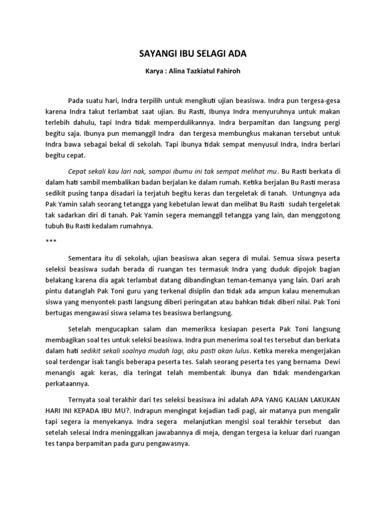 Cerpen sayangi ibu selagi ada pdf