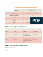 MMRCL Syllabus For Station Controller 2020 Highlights