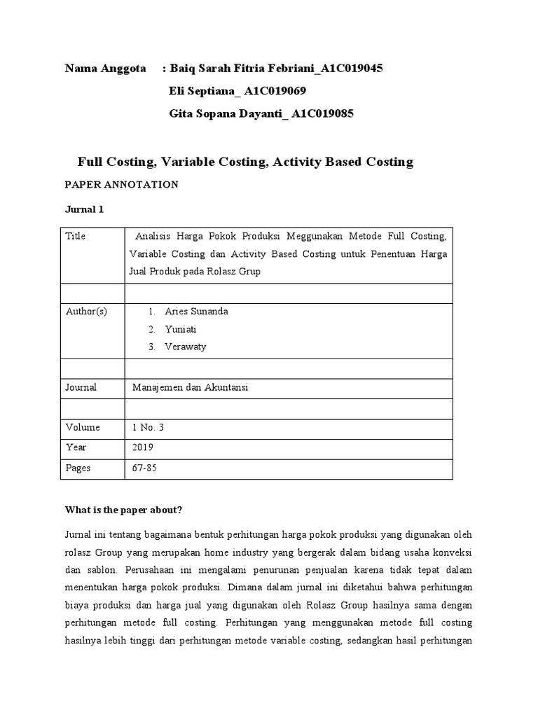 Analisis Metode Harga Pokok Produksi | PDF | Bisnis