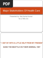 Major Stakeholders of Health Care: Presented By-Maj Kavita Kumari 1St Yr MSC (N)