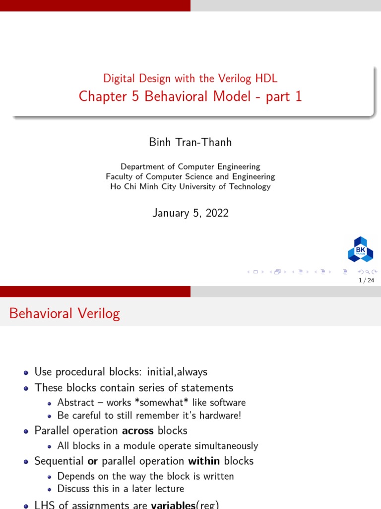 Verilog HDL Behavioral Modeling Basics | PDF | Digital Technology ...