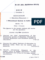 (October) Education (Elective/Honours) : (Syllabus-2015)