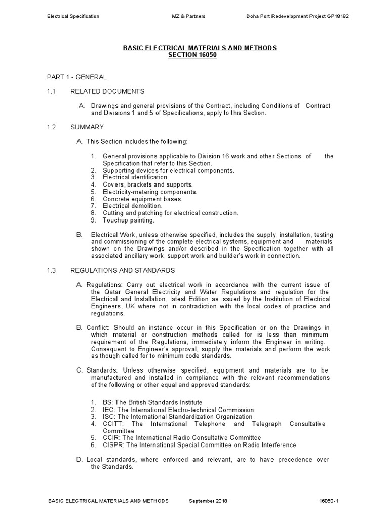 Electrical Materials and Methods Overview | PDF | Screw | Specification ...